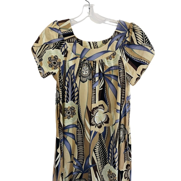 Hawaiian Dress Small Made Hawaii Brown Tan Cover Up Royal Creations MuuMuu - Picture 3 of 4
